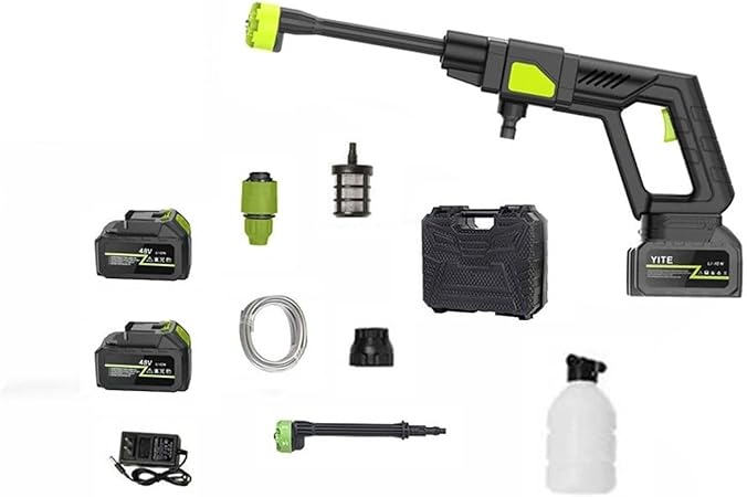 1200PSI Cordless Pressure Washer Pro with 2 Batteries, Portable Pressure Washer Cordless, Rechargeable Battery Powered Pressure Washer, Handheld Power Cleaner for Car Garden(Black,48hv)