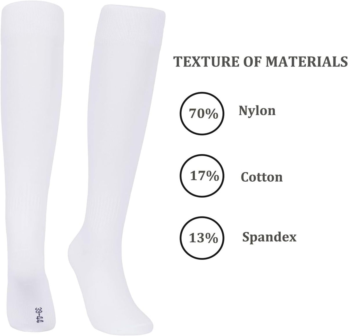 Knee High White Socks for Women - Soft Long Tube Socks for Outdoor Sport