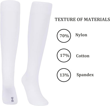 Knee High White Socks for Women - Soft Long Tube Socks for Outdoor Sport