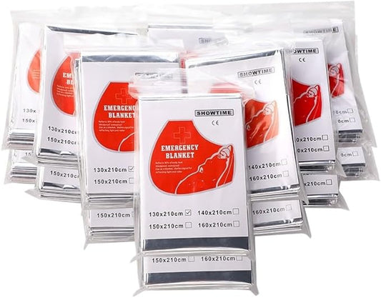 8-Pack Emergency Mylar Blankets, Reflective Space Blanket Survival Kit for Hiking, Camping, Outdoors  First Aid, 84" L x 52 W