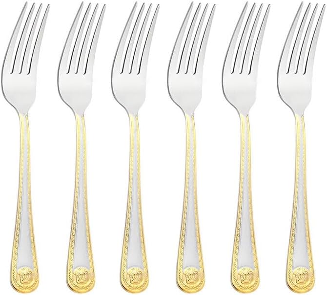 Luxury Mirror Polished  Brushed Stainless Steel Dinner Fork Set of 6 (Gold Color) Flatware for Home Kitchen Restaurant, Dishwasher Safe