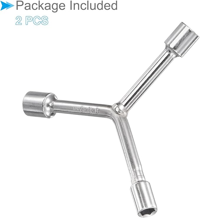 Y-Shaped 3 Way Socket Wrench,  8mm 10mm 12mm 3-inch Length  CR-V Y-Type Hex Spanner Repair Tools - (Applications: for Bicycle Maintenance and Repairing), 2-Pieces