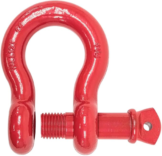 Mytee Products 1-1/4" Anchor Shackle Forged Carbon Steel w/Alloy Screw Pin Load Limit #12.0 Tons (24,000 lbs) |Double Rust Protection Heavy Duty D Ring Shackle for Towing, Rigging & Vehicle Recovery