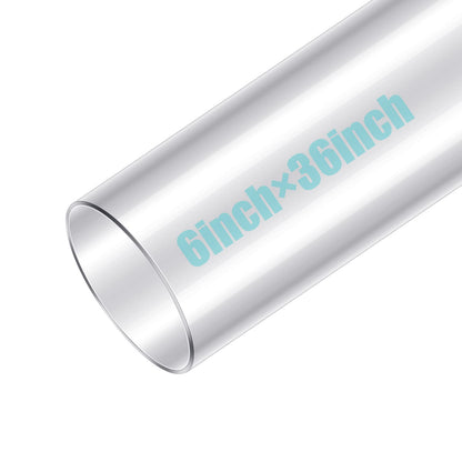 Geetery Clear PC Pipe Long Polycarbonate Round Rigid Plastic Tubing Unbreakable Plastic Tube Clear Tube for Dust Collection Hose Fittings (6 x 36 Inch)