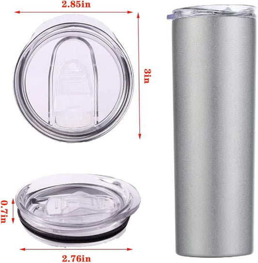 20oz Skinny Tumbler Replacement Lids 3 Pack,2.75in Cup Mouth Compatible with YETI Rambler and More Tumbler Cups,Spill Proof Splash Resistant Silicone Sliding Covers.