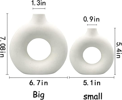 Ceramic Vases Set of 2,Modern Vases for Home Decor, White Boho Style for Living Room Kitchen Mantle Bedroom Dining Table Office Farmhouse Decorative Design