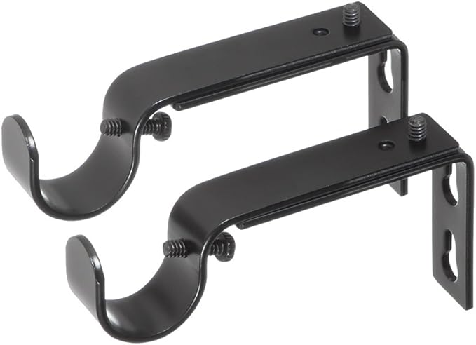 Ivilon Adjustable Brackets for Curtain Rods - for 78 or 1 Inch Rods. Set of 2 - Black