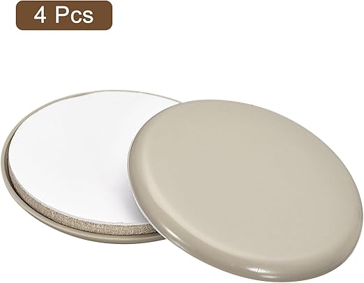 uxcell Furniture Sliders, 4Pcs 2 3/4" - Plastic Self-Adhesive Round Sliding Pads, Chair Glides for Carpeted Tile Vinyl Hardwood Floors (Grey)