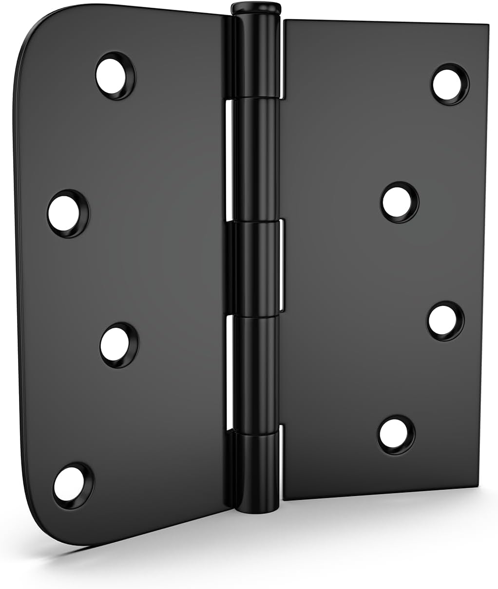 goldenwarm 3 Pack 4in Black Door Hinges Interior Door Hinges Black Matte 4 x 4 Inch with Square & Round Corners, Iron Material