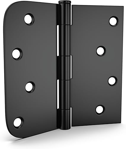 goldenwarm 3 Pack 4in Black Door Hinges Interior Door Hinges Black Matte 4 x 4 Inch with Square  Round Corners, Iron Material