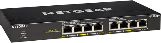 NETGEAR 8-Port PoE Gigabit Ethernet Unmanaged Essentials Switch (GS308PP) - with 8 x PoE  83W, Desktop or Wall Mount