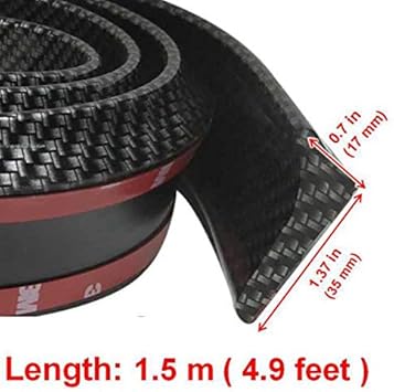Universal Car Rear Spoiler Exterior 4.9ft1.5m Length Black Carbon Fiber Trunk Spoiler Lip Kit Rear Spoiler Kit Universal Fits for Most Cars Punch-Free Installation