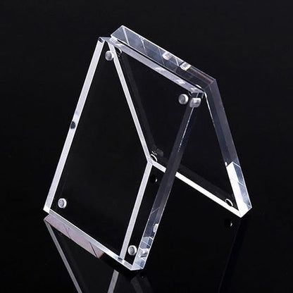 Acrylic Picture Frames 5 Sizes, Clear Picture Frames Freestanding Double Sided Magnetic Acrylic Frameless Transparent Square Frame For Desktop Display(7 x 12cm)