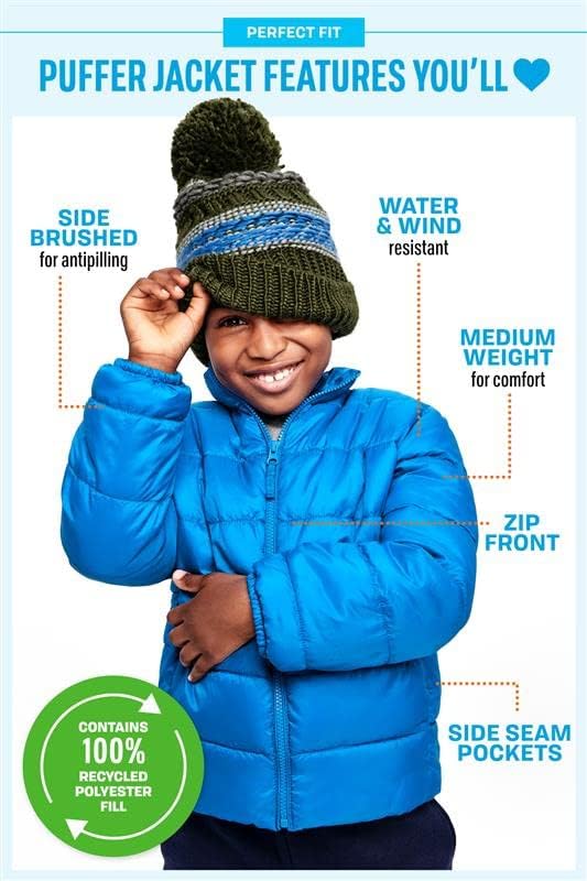 This puffer jacket from The Children's Place is perfect for cold weather with its wind and water-resistant polyester fabric and cozy lining.