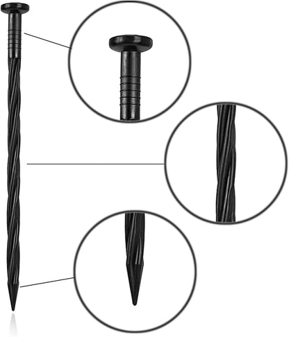 Spiral Landscape Anchoring Spikes 6 in 30 PCS Plastic Garden Spikes for Artificial Turf, Paver, Weed Barrier, Tent and More