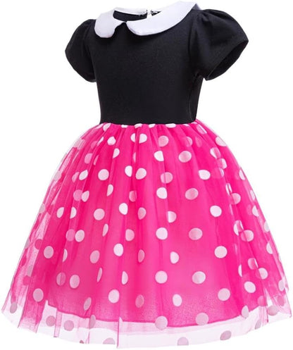 Dressy Daisy Baby Girl Polka Dots Fancy Dress Up Costume Birthday Party Tulle Dresses with Headband Pink/Red/Purple/Hot Pink