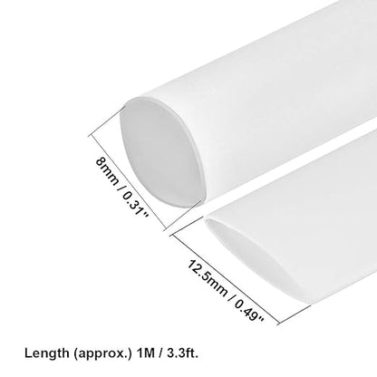 uxcell Heat Shrink Tubing 516-inch(8mm) Dia 13mm Flat Width 2:1 Heat Shrink Tube Wire Wrap 3.3ft White