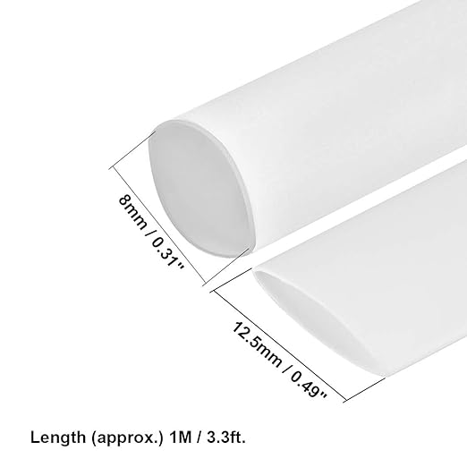 uxcell Heat Shrink Tubing 516-inch(8mm) Dia 13mm Flat Width 2:1 Heat Shrink Tube Wire Wrap 3.3ft White