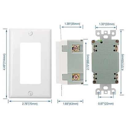 Baomain GFCI 15Amp Output Receptacle. 120VAC 60Hz weatherproof, ground fault circuit interrupter, GFI UL and CUL white listed
