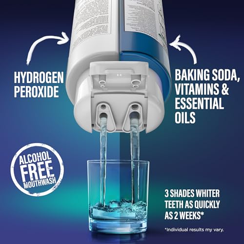 GuruNanda Teeth Whitening Dual Barrel Oxyburst Mouthwash - Alcohol & Fluoride Free, Hydrogen Peroxide to Promote Whiter Teeth - Wild Mint - 20 Fl Oz