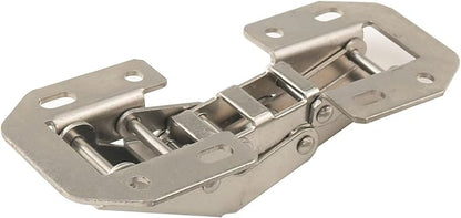 2PCS Medium Frameless Cabinet Door Concealed Hinge Silver Cold Rolled Steel 90 Degree Hinge Surface Mount Hinge for Cabinet and Bookcase