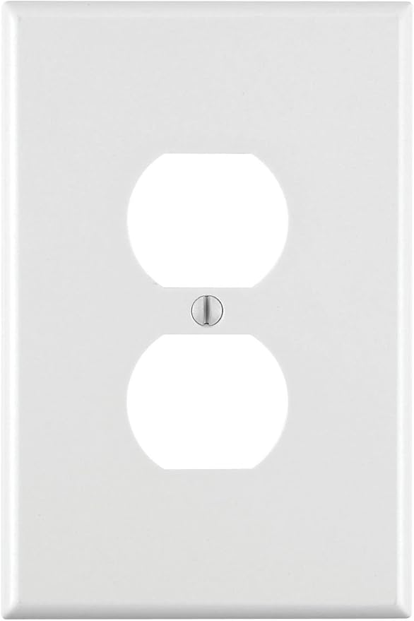 Leviton 88103 1-Gang Duplex Device Receptacle Wallplate, Oversized, Thermoset, Device Mount, White