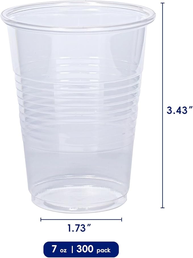 JOLLY CHEF 300 Pack 7 oz Clear Plastic Cups,7 Ounce Disposable Cups for Parties, Picnics, BBQs, Travel, and Events