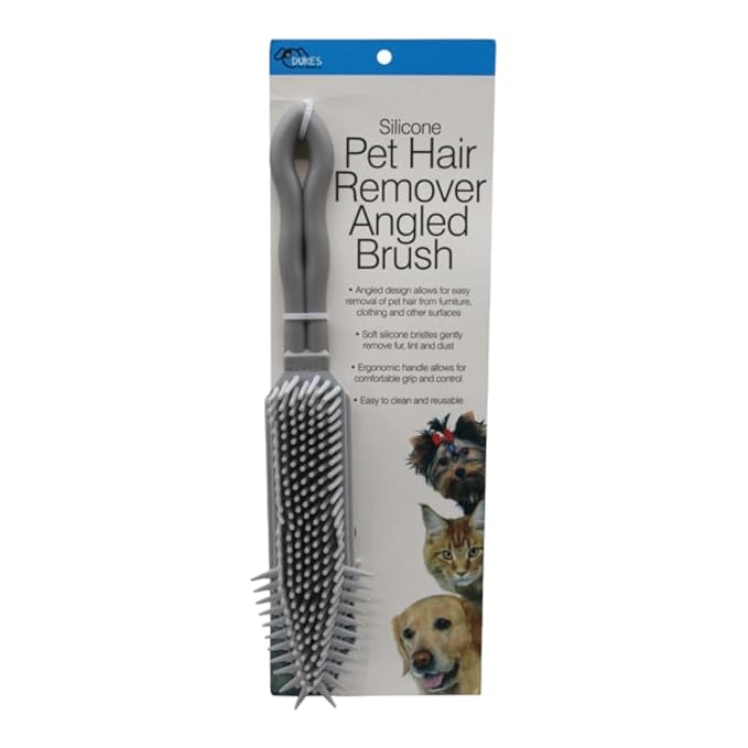 Silicone Pet Hair Remover Angled Brush Car Couch Clothes Furniture - Dog & Cat Fur Lint Removal Brush Soft Rubber Bristles