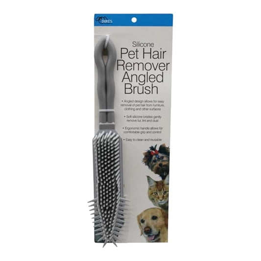Silicone Pet Hair Remover Angled Brush Car Couch Clothes Furniture - Dog & Cat Fur Lint Removal Brush Soft Rubber Bristles