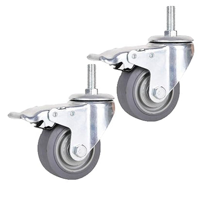 Castor Wheels Heavy Duty Screw Stem Castor Pack of 2 Trolley Wheels Grey Office Chair Caster Wheels Elastomer Rubber Castor Wheels Swivel Stem Castor Wheel for Transport cart Furni