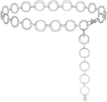 Women's Metal Waist Chain Adjustable Body Link Belts for Jeans Dresse
