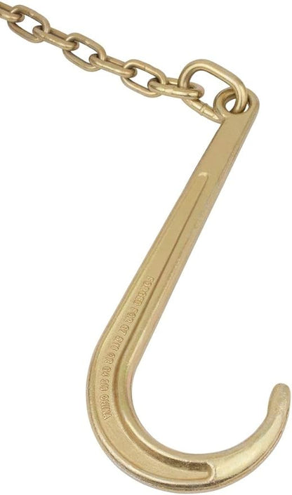 Mytee Products 516"x8' Leg G70 15" Long Shank J Hook Tow Chain wRTJ Cluster Hook  Grab Hook - 4700 lbs WLL Heavy Duty Transport Truck Chain for Car Wrecker Recovery - Towing Equipment