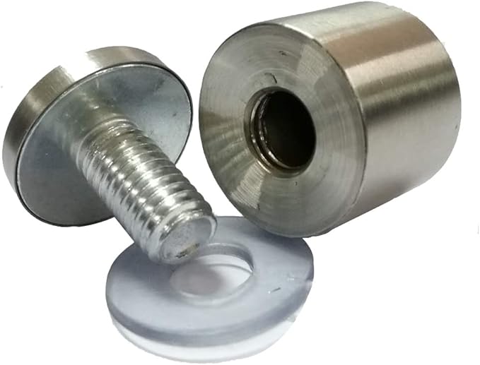 FixtureDisplays 4PK Brushed Stainless Steel Advertisment Screws Metal Standoffs 25 x 25mm Standoff Hardware for Glass 16753-C25X25-NPF