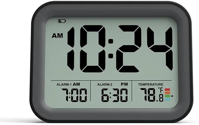 3.86  3inch Snooze Mute Electronic Clock, Black Two-Group Alarm LCD Digital Clock, Home Decoration and Bedroom Alarm Clock