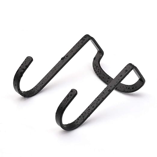 Multi-Use Over Cabinet Hook, 5 Pack, Stainless Steel, Over Door Double Hook for Drawer Cabinet, Closet, Fence, Kitchen and Bathroom, Black