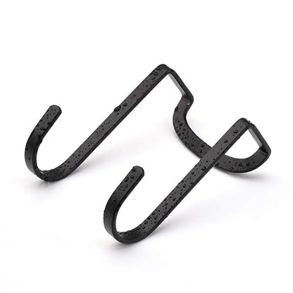 Multi-Use Over Cabinet Hook, 5 Pack, Stainless Steel, Over Door Double Hook for Drawer Cabinet, Closet, Fence, Kitchen and Bathroom, Black