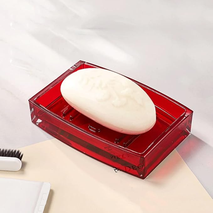 soap Holder Soap Dish Acrylic Material Soap Holder Creative Soap Tray Home Bathroom Soap Case Personality Light Luxury Hotel Soap Box Easy to use (Color : Red)