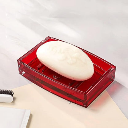 soap Holder Soap Dish Acrylic Material Soap Holder Creative Soap Tray Home Bathroom Soap Case Personality Light Luxury Hotel Soap Box Easy to use (Color : Red)