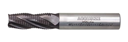Accusize Industrial Tools Stadard Tooth M42 8% Cobalt Tialn Roughing End Mill, 1/2'' by 1/2'' by 1-1/4'' Flt Length, 1102-0012