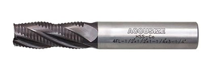 Accusize Industrial Tools Stadard Tooth M42 8% Cobalt Tialn Roughing End Mill, 1/2'' by 1/2'' by 1-1/4'' Flt Length, 1102-0012