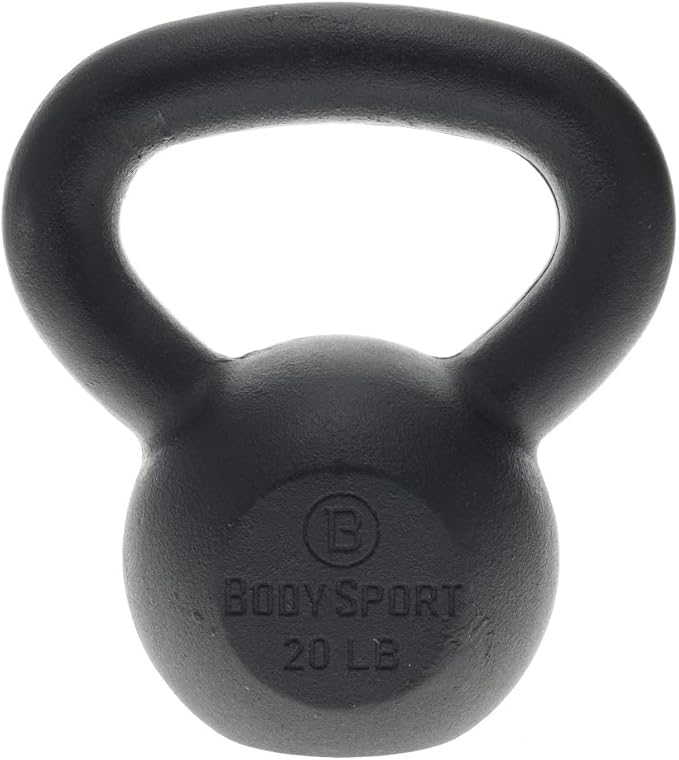Body Sport Cast Iron Kettlebell, 20 lb. – At-Home Gym Equipment – Kettlebell Free Weights – Strength & Core Training Equipment – Cast Iron Resistance Workout Gear