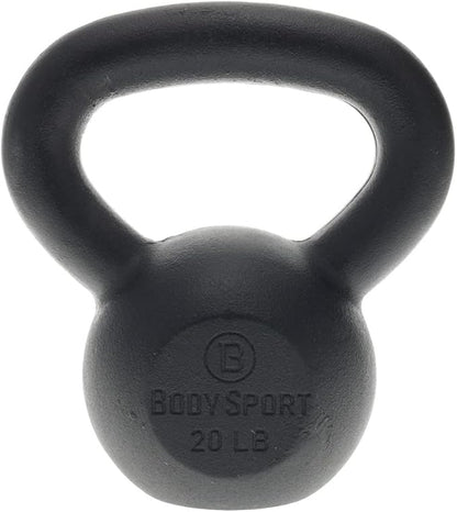 Body Sport Cast Iron Kettlebell, 20 lb. – At-Home Gym Equipment – Kettlebell Free Weights – Strength & Core Training Equipment – Cast Iron Resistance Workout Gear