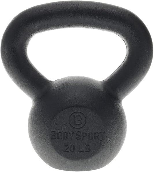 Body Sport Cast Iron Kettlebell, 20 lb. – At-Home Gym Equipment – Kettlebell Free Weights – Strength & Core Training Equipment – Cast Iron Resistance Workout Gear