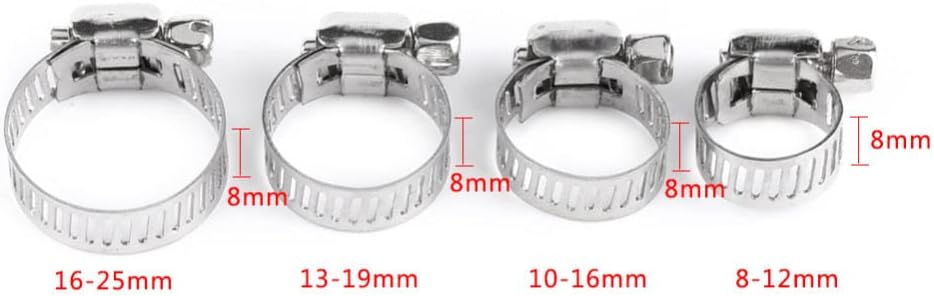 8pcs Adjustable Stainless Steel Screw Band Hose Clamps Fuel Pipe Worm Gear Clip,13mm,19mm