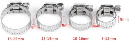 8pcs Adjustable Stainless Steel Screw Band Hose Clamps Fuel Pipe Worm Gear Clip,13mm,19mm