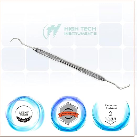 Dental Explorer Double Ended Probe 17A/23 for Professional Teeth Cleaning Calculus Plaque & Tartar Remover - Made of Stainless Steel for Oral Care with Knurled Handle, Double Ended Pick