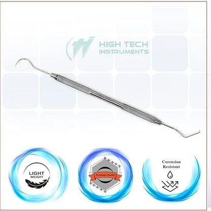Dental Explorer Double Ended Probe 17A/23 for Professional Teeth Cleaning Calculus Plaque & Tartar Remover - Made of Stainless Steel for Oral Care with Knurled Handle, Double Ended Pick