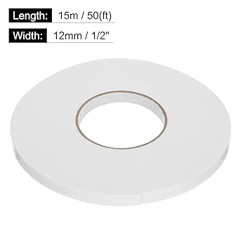 uxcell 1pcs Rolls Double Sided Foam Tape Removeable PE Sponge Mounting Tape Strong Adhesive Tape Strips(White, 50ft x 12" x 116") for Home Paint Wall Hanging Poster Decor