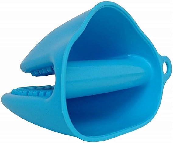 Silicone Mini Oven Gloves Potholder, Heat Resistant Pinch Oven Mitts Pot Holder for Kitchen Cooking  Baking, Blue (2 Pack)