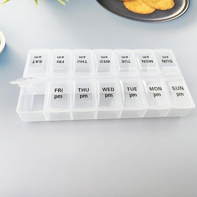 Weekly Pill Box 2 Times A Day AM/PM, 7 Day Pill Dispenser Medicine Organizer Daily Pill Container Portable Travel Pill Cases for Vitamins, Pills Tablet